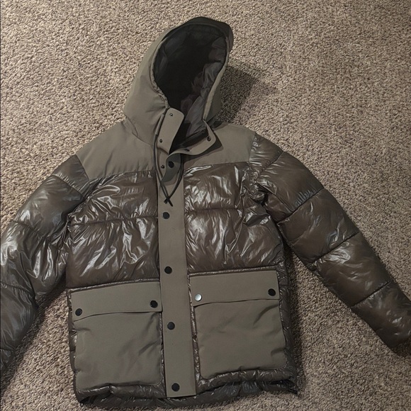 Zara Men's Khaki Contrast Puffer Jacket Size S - Picture 9 of 14